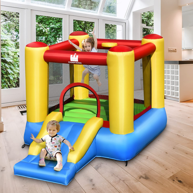 BOUNTECH Kids Jumper Bounce House with Water Slide, Inflatable Slide Bouncer Combo w/ Air Blower (2 in 1 Combo)