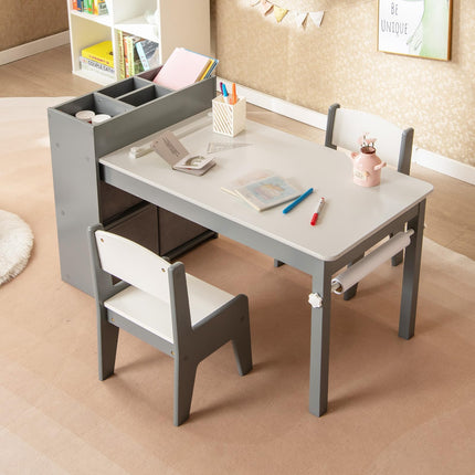 Costzon Kids Table and Chairs, 3 in 1 Wooden Art Drawing Table