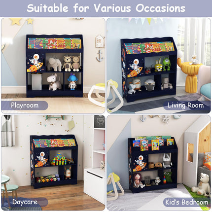 Costzon Kids Bookshelf and Toy Storage Organizer, Multifunctional Children’s Bookcase with 3 Tier Montessori Shelf