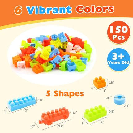 Costzon 150 Pcs Toddler Building Blocks Toy Stacking Block Set
