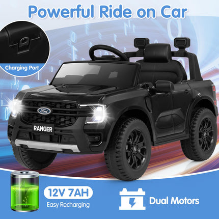 Costzon 12V Licensed Ford Ranger Kids Car, Electric Vehicle W/Remote Control, Soft Start Ride on Car for Kids