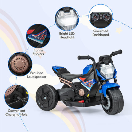 Costzon 6V Kids Motorcycle, 3-in-1 Battery Powered Kids Ride-on Motorcycle, Electric Bike Motorcycle for Kids