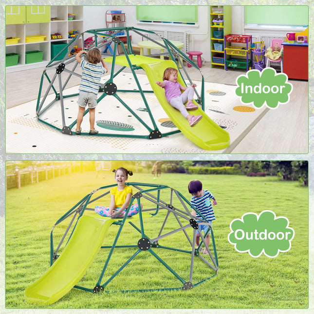 Costzon Climbing Dome, 2 in 1 Outdoor Jungle Gym Monkey Bar Climbing Toys, 8FT Geometric Dome Climber Playground Set
