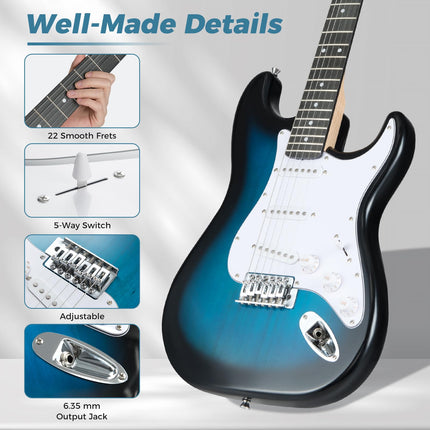 Costzon 6 String Electric Bass Guitar with AMP 39” Full Size Beginner Bass Guitar Kit