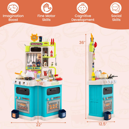 Costzon Kids Kitchen Playset | Toddler Play Kitchenette w/Smoke (Dual Side)