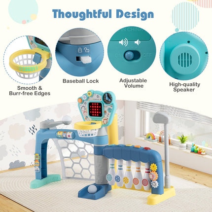 Costzon Toddler Basketball Hoop with Adjustable Height 5 in 1 Basketball Bowling