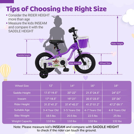BABY JOY Kids Bike Magic Children 12 14 16 Inch Bicycle