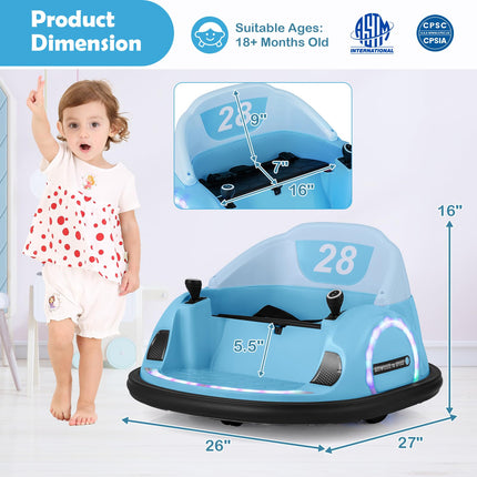Costzon Bumper Car, 12V Electric Kids Ride on Bumping Car w/Remote Control