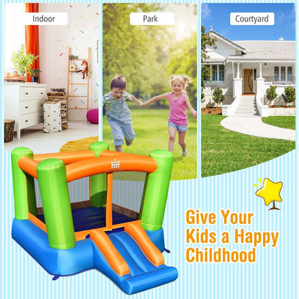 Costzon Inflatable Bounce House, Bouncy House for Kids Indoor Outdoor Party Family Fun with Slide