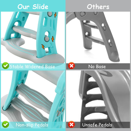 BABY JOY Toddler Slide, 3 in 1 Folding Baby Slide Climber Playset, Freestanding Slide with Long Slipping Slope