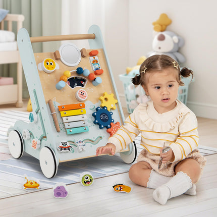 Costzon Wooden Baby Walker Push and Pull Learning Activity Center