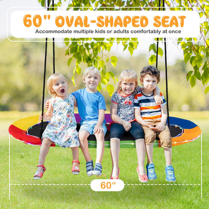 Costzon 700 lbs 60" Giant Platform Swing with Light, Tree Swing with Adjustable Hanging Ropes
