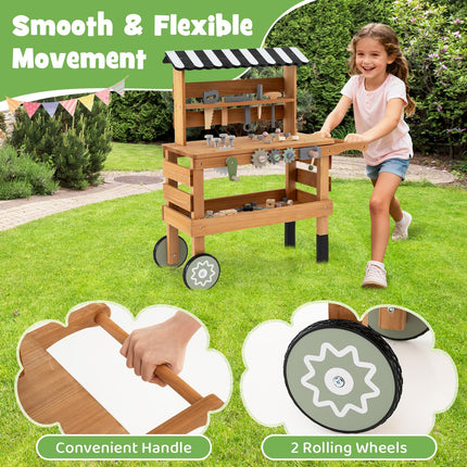 Costzon Kids 2-in-1 Wooden Kids Workbench w/Play Tools Set
