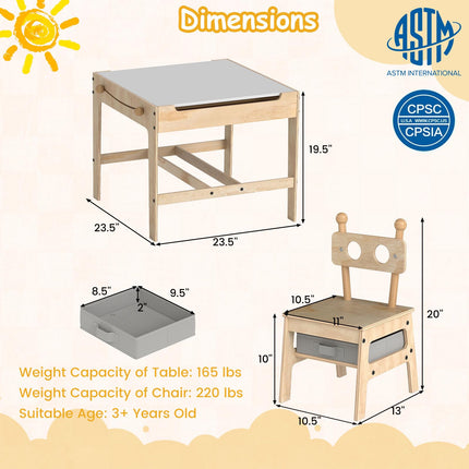Costzon Kids Table and Chairs 4 in 1 Wooden Activity Desk Set (Alien Shape)
