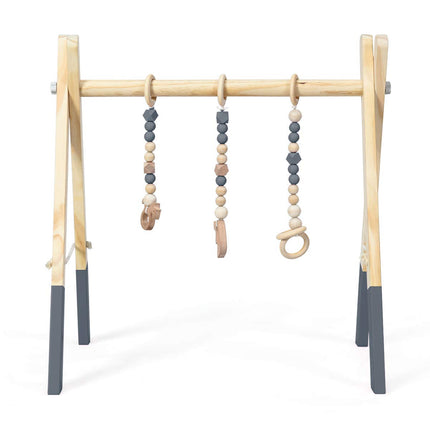 BABY JOY Portable Wooden Baby Gym, Foldable Baby Play Gym Frame, Baby Exercise Activity Gym Hanging Bar
