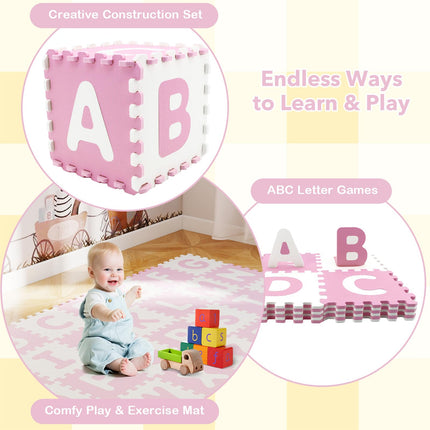 Costzon 26 Tiles Kids Foam Puzzle Floor Mat Non-Slip & Waterproof Interlocking Foam Tiles Baby Play Mat