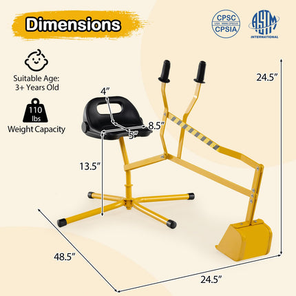 Costzon Sand Digger with 360° Rotation X-Shaped Metal Base & 2-Handed Controls for Sand