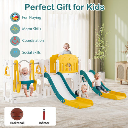 Costzon 10 in 1 Toddler Swing and Slide Set 2 Slides
