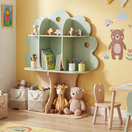 Costzon 45" Kids Green Apple Tree Bookshelf | Montessori Bookshelf Toy Storage Organizer