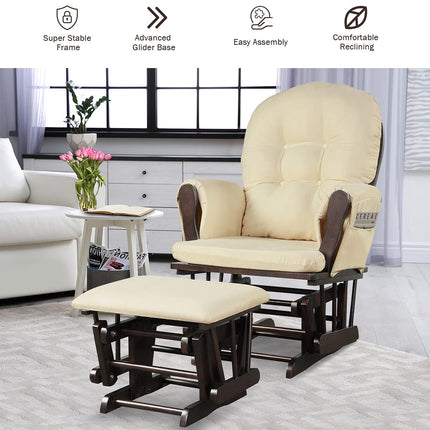 Glider and Ottoman Set with Storage Pocket