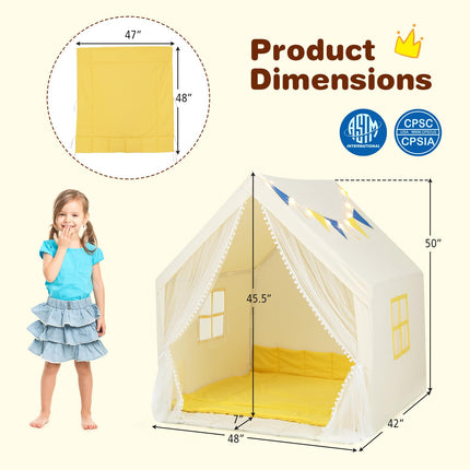 Costzon Kids Tent, Toddler Indoor Outdoor Playhouse w/Windows, Washable Cotton Mat