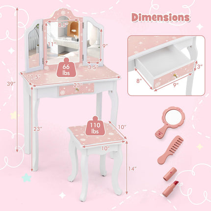 Costzon Kids Vanity & Jewelry Armoire Cabinet