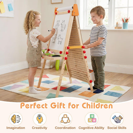 Costzon 4-in-1 Easel for Kids Double-Sided Chalkboard