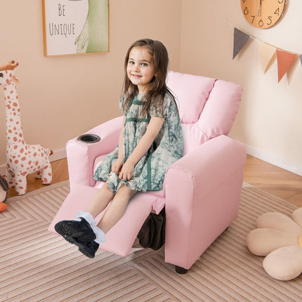 Costzon Kids Recliner Chair with Cup Holder, Toddler Furniture Children Armrest Sofa w/Headrest & Footrest for Girls Boys Baby Bedroom
