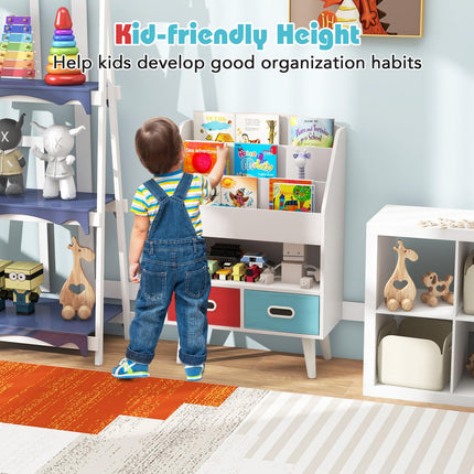 Costzon Kids Bookshelf, 5-Tier Wooden Children’s Book Rack with 2 Cube Bins for Books and Toys