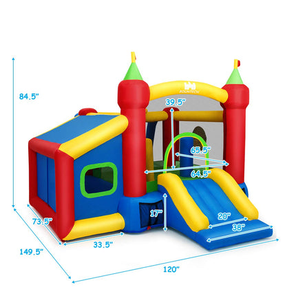 Costzon Inflatable Bounce House 7-in-1 Jump and Slide Bouncer w/ Basketball Rim