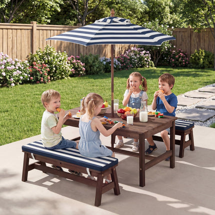 Costzon Kids Picnic Table Fir Wood Toddler Outdoor Table & Bench Set