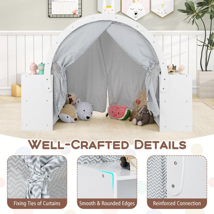Costzon Kids Tent, 3 in 1 Indoor Wooden Play House w/Ample Storage Space