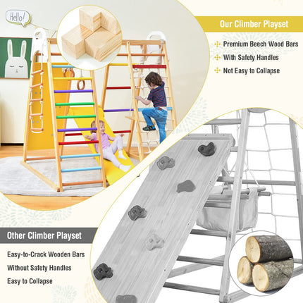 Kids Indoor Playground Jungle Gym with Slide, Climbing Rock/Net -  Costzon
