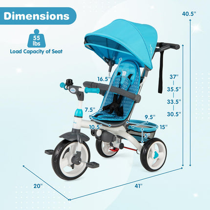 Costzon Tricycle for Toddlers 6 in 1 Trike w/Parent Handle