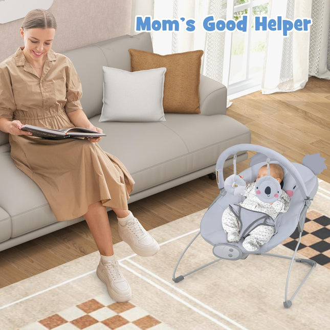 BABY JOY Baby Bouncer, Portable Baby Bouncer Seat with Vibration & Music, Infant Bouncer for Babies