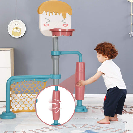 Costzon 3-in-1 Toddler Basketball Hoop & Soccer Goal Stand, Indoor & Outdoor Activity Center Basketball & Soccer for Kids