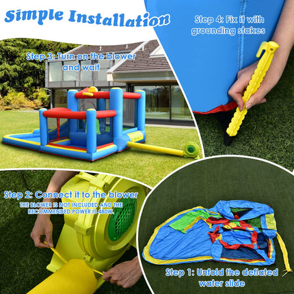 BOUNTECH Inflatable Water Slide, Bouncy House for Kids 5-12 Indoor Outdoor Party Family with Target Balls