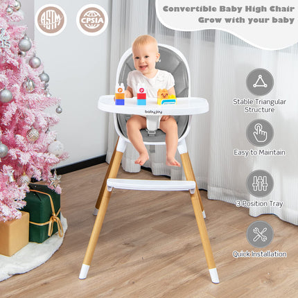 BABY JOY Convertible Baby High Chair, 3 in 1 Highchair, 5-Point Harness for Babies Infants Toddlers