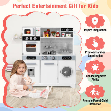 Costzon Kids Kitchen Playset, Wooden Toy Kitchen Set