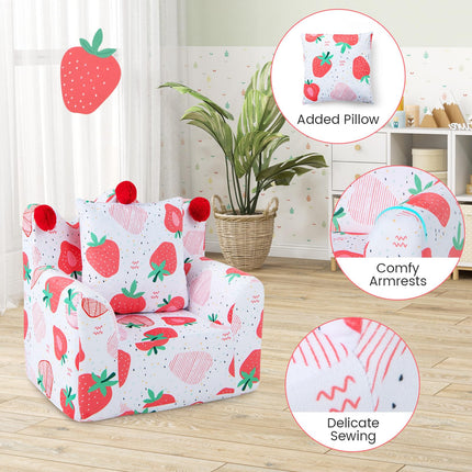 Costzon Kids Sofa, Foam Filled Armchair with Padded Pillow, Upholstered Sofa Chair