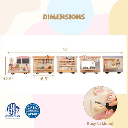 Costzon Train Activity Wall Busy Board Sensory Wall Panel for Kids w/Vanity