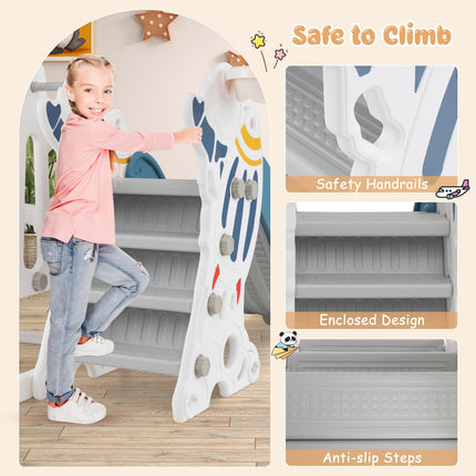 Costzon 4 in 1 Toddler Slide and Swing Set, Rocket Indoor Outdoor Baby Swing w/Slide
