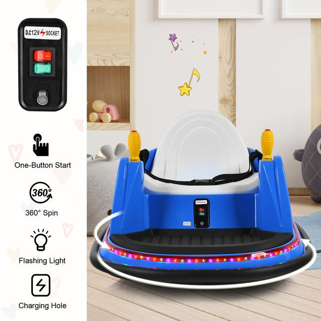 Costzon Bumper Car for Kids, 12V Battery Powered Bumping Car w/Remote Control, Dual Joysticks