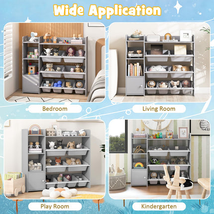 Costzon Kids Toy Storage Organizer, 4-Tier Kids Bookshelf with 8 Toy Organizer Bins