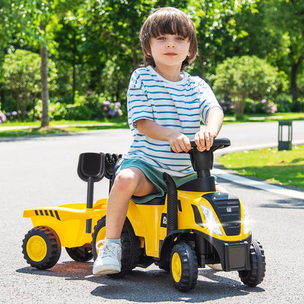 Costzon Kids Ride on Tractor, 2-IN-1 Licensed Caterpillar Ride on Push Car, Foot-to-Floor Walking Toy, Sliding Car for Toddler