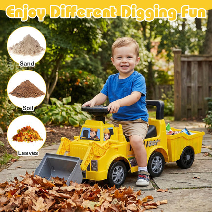 Costzon Ride on Excavator Kids Digger Bulldozer Push Car