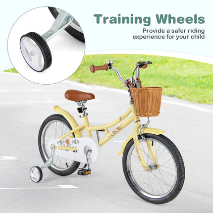 Costzon Kids Bike, 18 Inch Retro Child Bike for 3-8 Years Old w/Adjustable Height