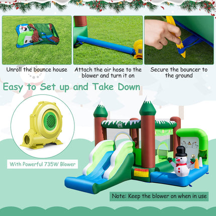 Costzon Inflatable Bounce House, Christmas Bouncy House for Toddler Kids/735w Blower