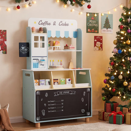 Costzon 2-in-1 Wooden Grocery Store Pretend Play