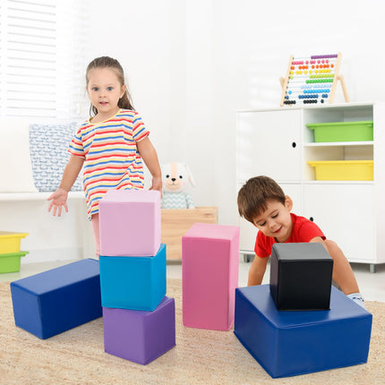 Costzon Foam Blocks, 7 PCS Colorful Building Toys Stacking Block Playset for Kids Safe Active Playing
